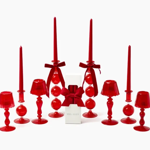 Candles | Candlescapes<Mrs. Alice Camille Red Ribboned Candlescape