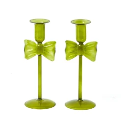 Candles | Candlescapes<Mrs. Alice Celine Green Glass Bow Candlescape (Gold)