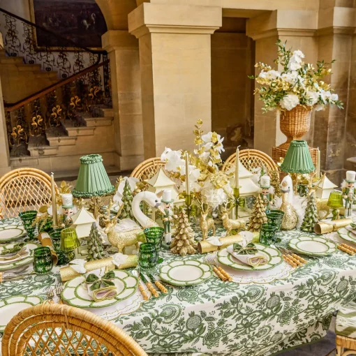 Candles | Candlescapes<Mrs. Alice Celine Green Glass Bow Candlescape (Gold)