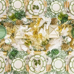 Candles | Candlescapes<Mrs. Alice Celine Green Glass Bow Candlescape (Gold)