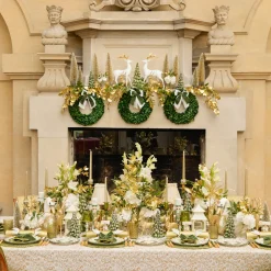 Candles | Candlescapes<Mrs. Alice Celine Green Glass Bow Candlescape (Gold)