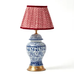 Rechargeable Table Lamps<Mrs. Alice Chinoiserie Rechargeable Lamp with Red Lotus Shade (22cm)