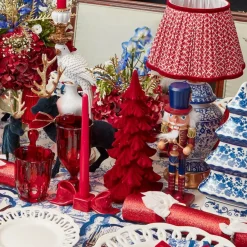 Rechargeable Table Lamps<Mrs. Alice Chinoiserie Rechargeable Lamp with Red Lotus Shade (22cm)