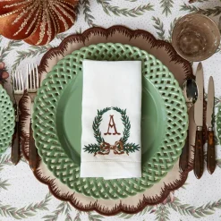 Napkins | Mrs. Alice Monogram<Mrs. Alice Chocolate Bow Garland White Linen Napkins (Set of 4)