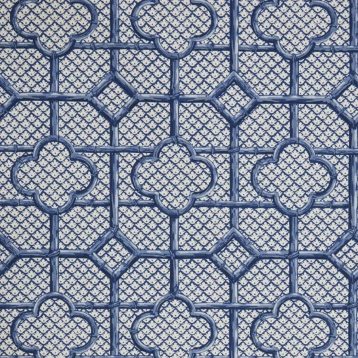 Serena Fresson Fabrics<Mrs. Alice Cobalt Blue Bamboo Trellis Fabric