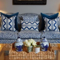 Serena Fresson Fabrics<Mrs. Alice Cobalt Blue Bamboo Trellis Fabric