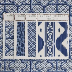 Serena Fresson Fabrics<Mrs. Alice Cobalt Blue Bamboo Trellis Fabric