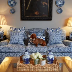 Serena Fresson Fabrics<Mrs. Alice Cobalt Blue Bamboo Trellis Fabric