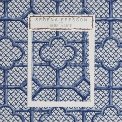 Serena Fresson Fabrics<Mrs. Alice Cobalt Blue Bamboo Trellis Fabric