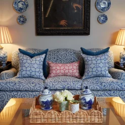 Serena Fresson Fabrics<Mrs. Alice Cobalt Blue Bamboo Trellis Fabric