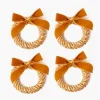 Autumn Decorations<Mrs. Alice Corn Wreath with Mustard Velvet Bow (Set of 4)