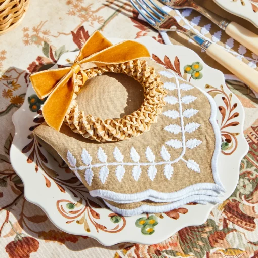 Autumn Decorations<Mrs. Alice Corn Wreath with Mustard Velvet Bow (Set of 4)