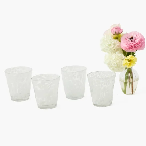 Summer Glassware | Glasses<Mrs. Alice Dappled White Glasses (Set of 4)