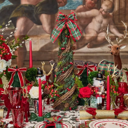 Christmas Decorations<Mrs. Alice Decorative Festive Tree with Red & Green Tartan Bow