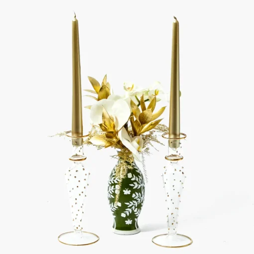 Summer Candleware | Candle Holders<Mrs. Alice Dotty Gold Candle Holder (Pair)