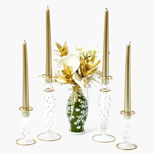 Summer Candleware | Candle Holders<Mrs. Alice Dotty Gold Candle Holder (Pair)