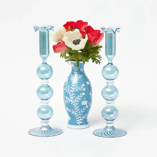 Summer Candleware | Candle Holders<Mrs. Alice Eden Blue Candle Holder (Pair)