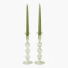 Summer Glassware | Summer Candleware<Mrs. Alice Eden Green Candle Holders (Pair)