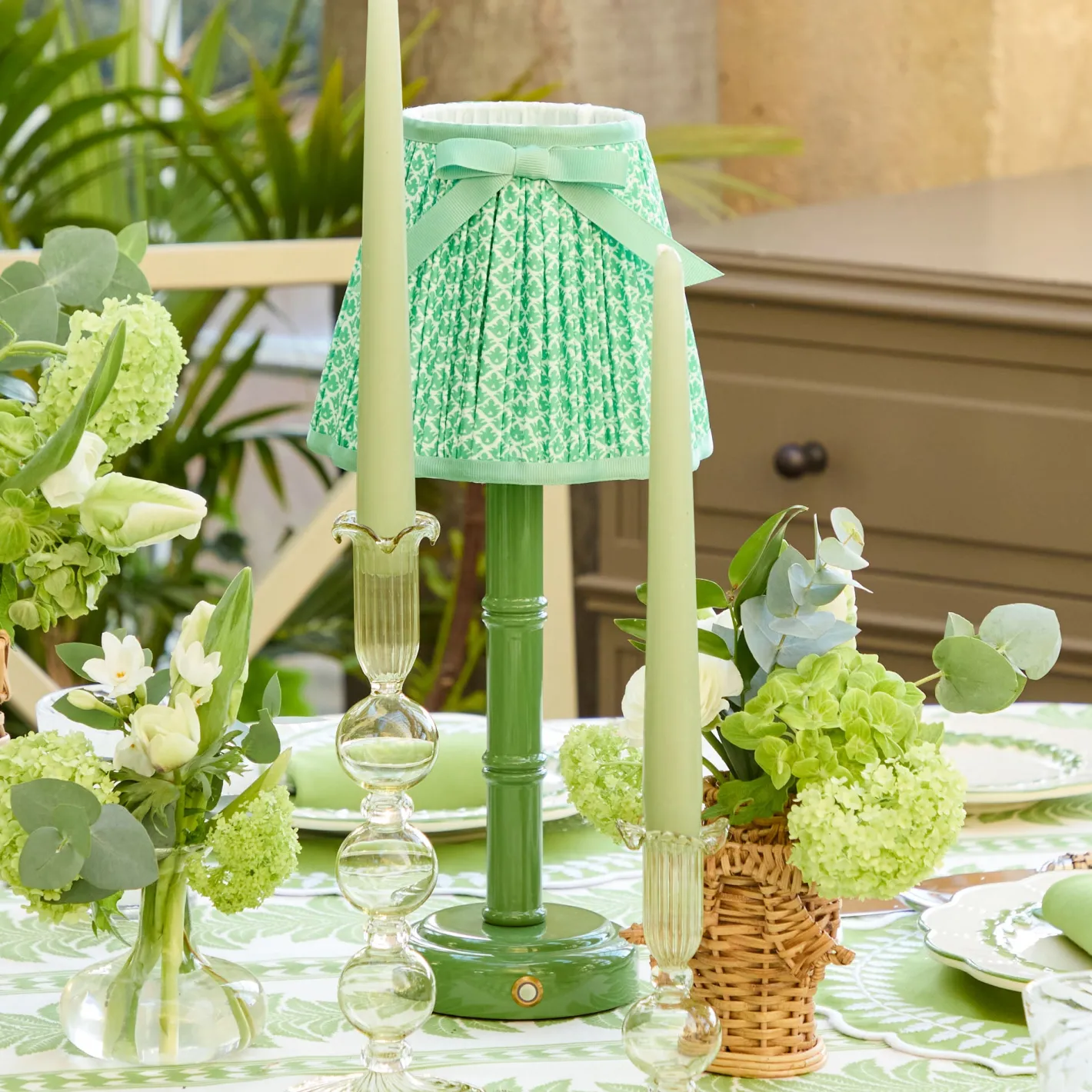 Summer Glassware | Summer Candleware<Mrs. Alice Eden Green Candle Holders (Pair)