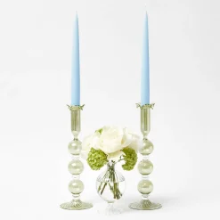 Summer Glassware | Summer Candleware<Mrs. Alice Eden Green Candle Holders (Pair)