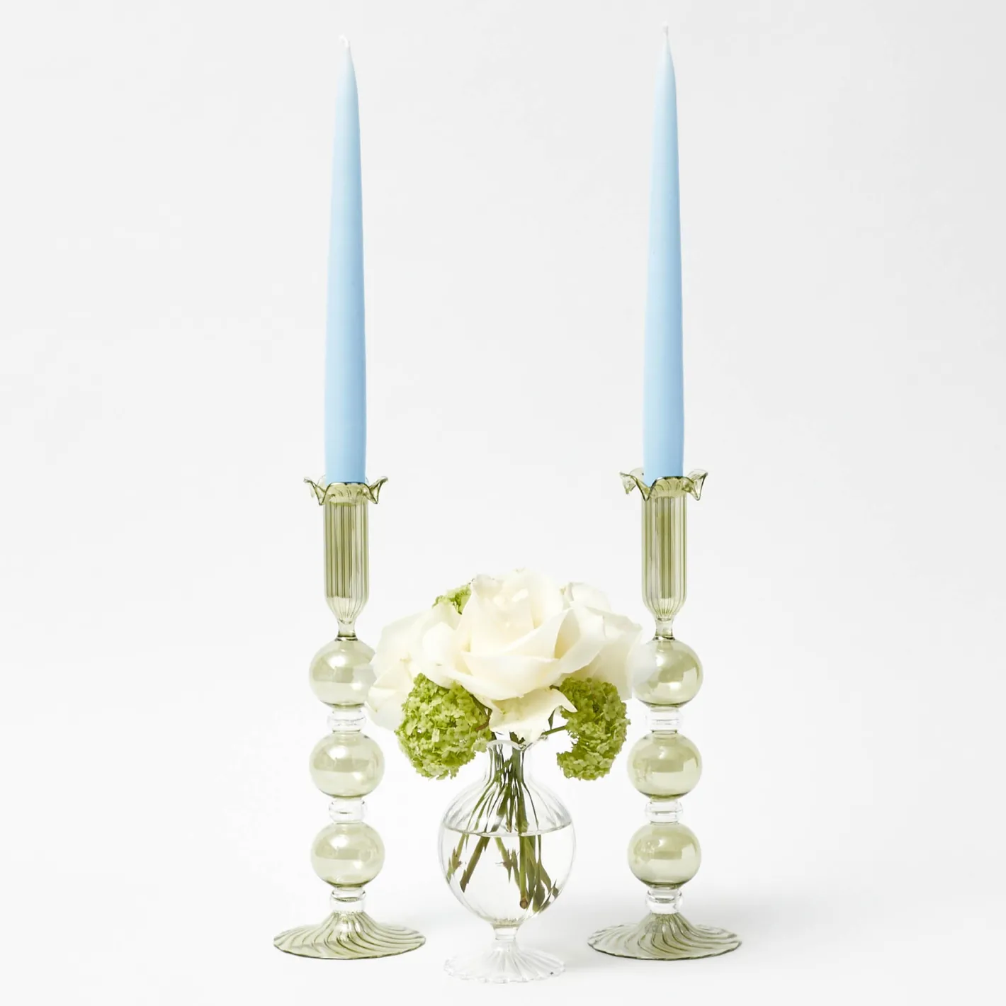 Summer Glassware | Summer Candleware<Mrs. Alice Eden Green Candle Holders (Pair)