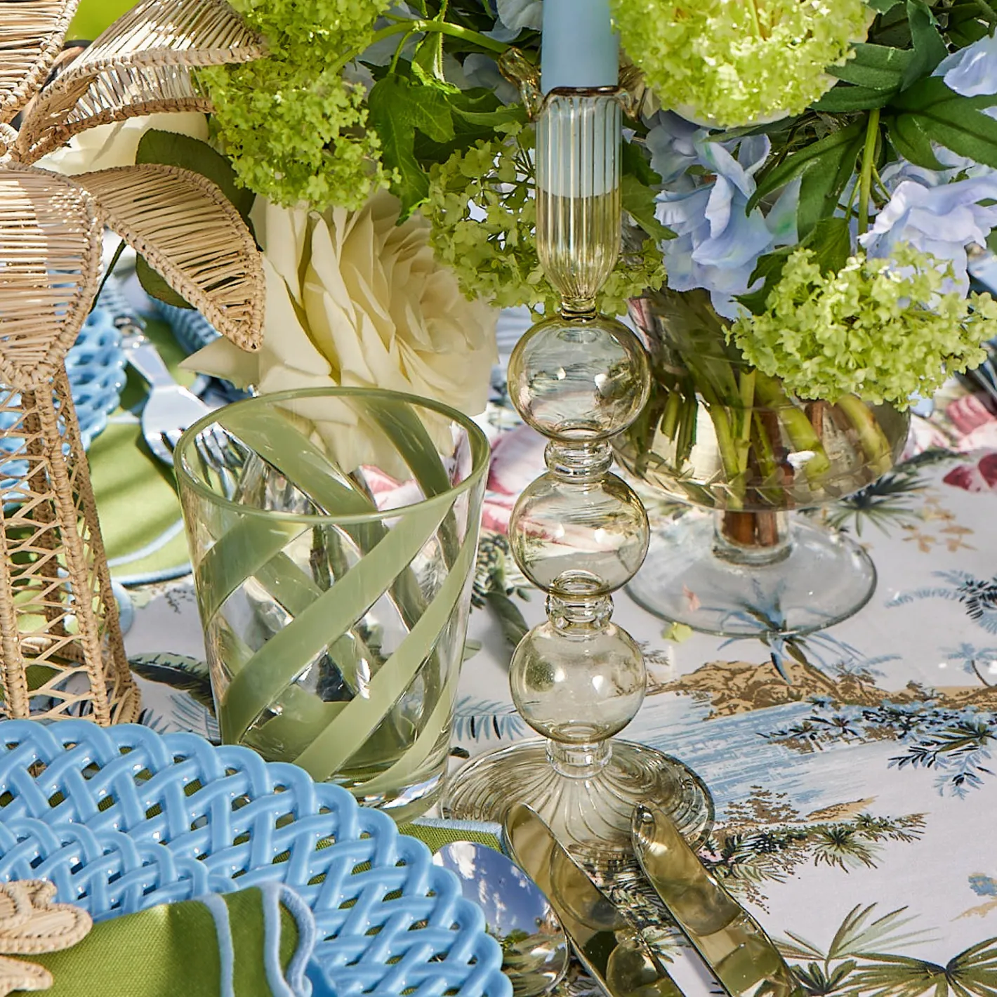 Summer Glassware | Summer Candleware<Mrs. Alice Eden Green Candle Holders (Pair)