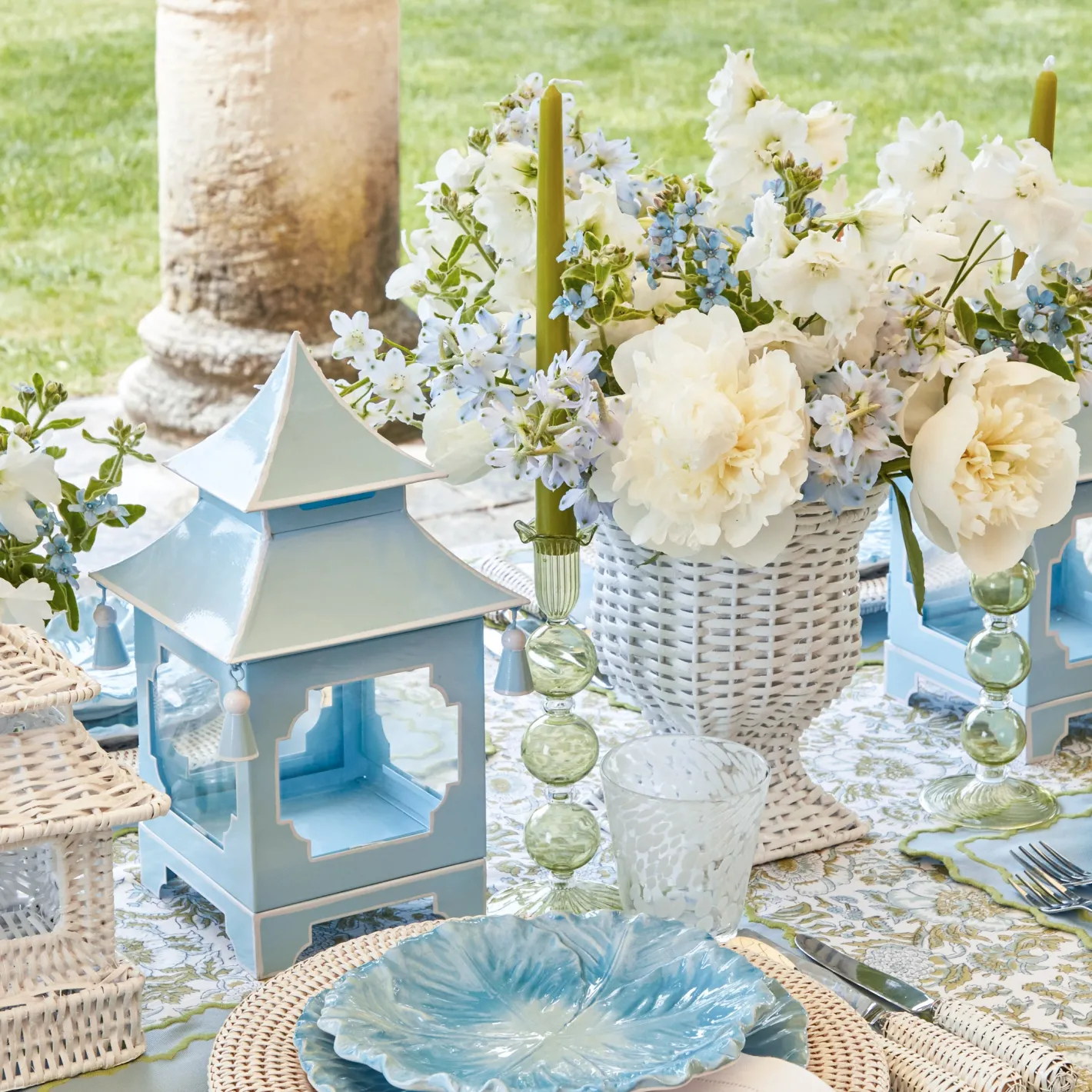 Summer Glassware | Summer Candleware<Mrs. Alice Eden Green Candle Holders (Pair)