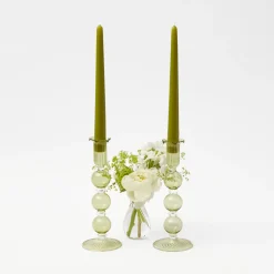 Summer Glassware | Summer Candleware<Mrs. Alice Eden Green Candle Holders (Pair)