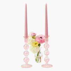 Summer Candleware | Candle Holders<Mrs. Alice Eden Pink Candle Holder (Pair)