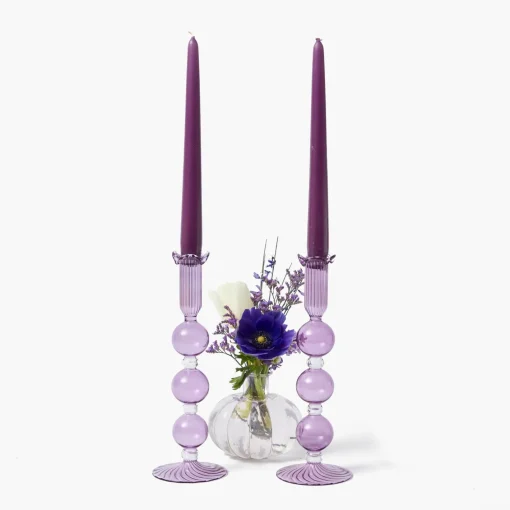 Candle Holders<Mrs. Alice Eden Purple Candle Holder (Pair)