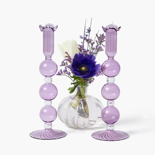 Candle Holders<Mrs. Alice Eden Purple Candle Holder (Pair)
