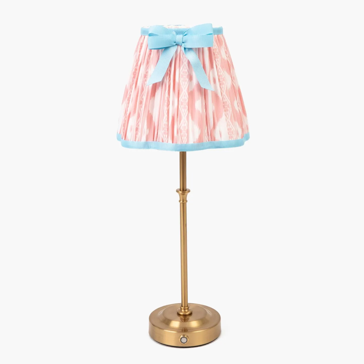 Rechargeable Table Lamps<Mrs. Alice Edie Rechargeable Lamp with Pink & Blue Ikat Bow Shade (18cm)
