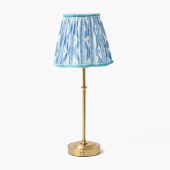 Rechargeable Table Lamps | Summer Lighting<Mrs. Alice Edie Rechargeable Lamp with Blue Ikat Shade (18cm)