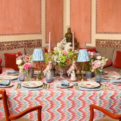 Rechargeable Table Lamps | Summer Lighting<Mrs. Alice Edie Rechargeable Lamp with Blue Ikat Shade (18cm)