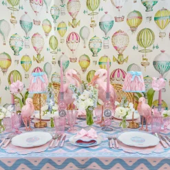 Rechargeable Table Lamps<Mrs. Alice Edie Rechargeable Lamp with Pink & Blue Ikat Bow Shade (18cm)