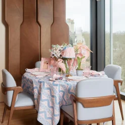 Rechargeable Table Lamps<Mrs. Alice Edie Rechargeable Lamp with Pink & Blue Ikat Bow Shade (18cm)