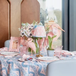 Rechargeable Table Lamps<Mrs. Alice Edie Rechargeable Lamp with Pink & Blue Ikat Bow Shade (18cm)