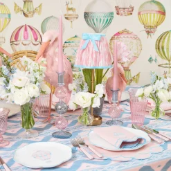 Rechargeable Table Lamps<Mrs. Alice Edie Rechargeable Lamp with Pink & Blue Ikat Bow Shade (18cm)