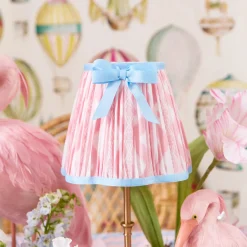 Rechargeable Table Lamps<Mrs. Alice Edie Rechargeable Lamp with Pink & Blue Ikat Bow Shade (18cm)