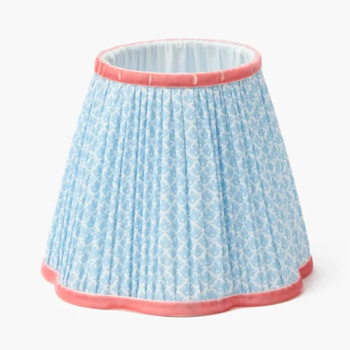 Rechargeable Table Lamps<Mrs. Alice Edie Tall Rechargeable Lamp with Soft Blue & Coral Lotus Shade (18cm)