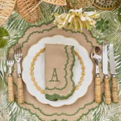 Summer Table Linen | Placemats<Mrs. Alice Edith Sand & Green Placemats (Set of 4)