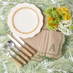 Summer Table Linen | Placemats<Mrs. Alice Edith Sand & Green Placemats (Set of 4)