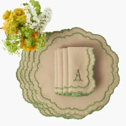 Summer Table Linen | Placemats<Mrs. Alice Edith Sand & Green Placemats (Set of 4)