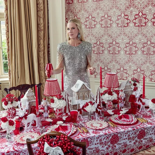 Starter Plates | Crockery Sets<Mrs. Alice Elizabeth Red Garland Starter Plates (Set of 4)