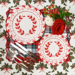 Starter Plates | Crockery Sets<Mrs. Alice Elizabeth Red Garland Starter Plates (Set of 4)