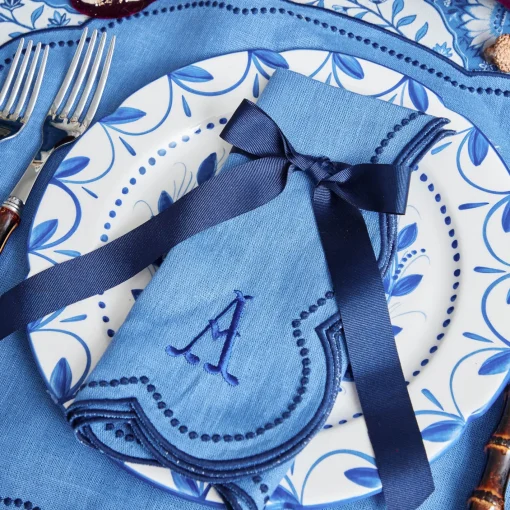 Napkins | Mrs. Alice Monogram<Mrs. Alice Eloise Blue & Navy Napkins (Set of 4)