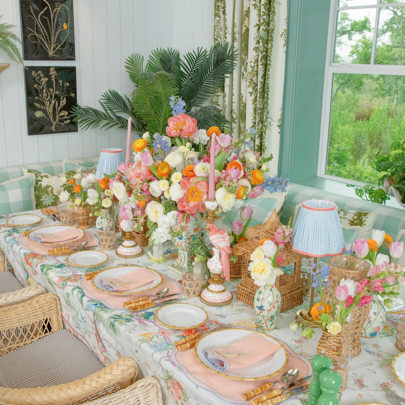 Summer Table Linen | Placemats<Mrs. Alice Eloise Coral & Blue Placemats (Set of 4)