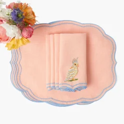Summer Table Linen | Placemats<Mrs. Alice Eloise Coral & Blue Placemats (Set of 4)