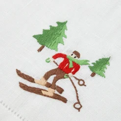 Mrs. Alice Monogram | Monogrammable Gifts<Mrs. Alice Embroidered Skier White Linen Hand Towel