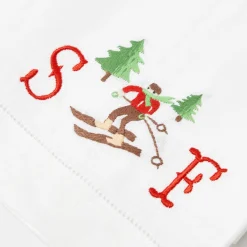 Mrs. Alice Monogram | Monogrammable Gifts<Mrs. Alice Embroidered Skier White Linen Hand Towel